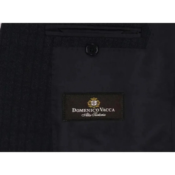 Domenico Vacca Dark Blue Tonestripe Fleece Wool 2-Btn Handmade Suit 44R 44L - Picture 9 of 12